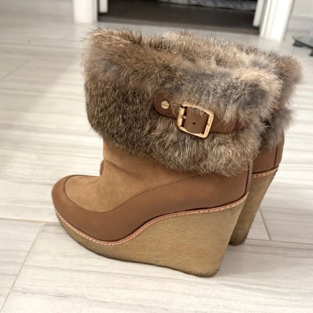 Tory Burch Tan Fur Trim Winter Boots, Tan/Brown Size 9M
